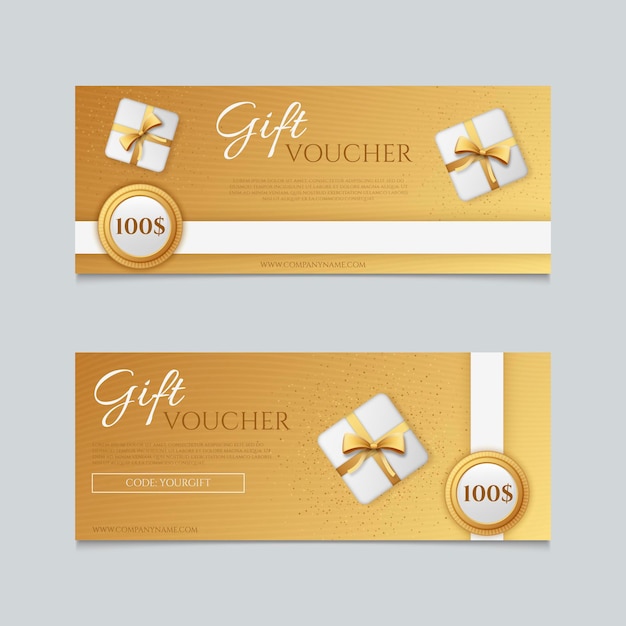 Free vector golden gift voucher template