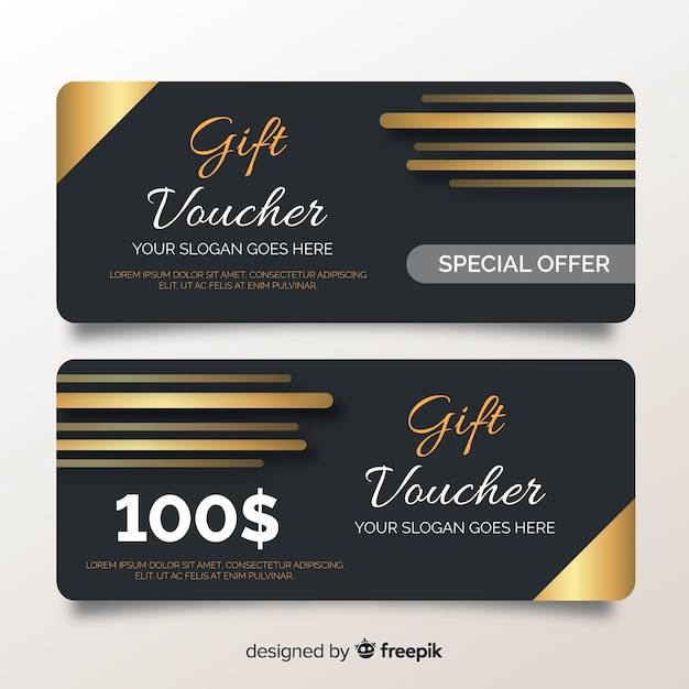 Free vector golden gift voucher