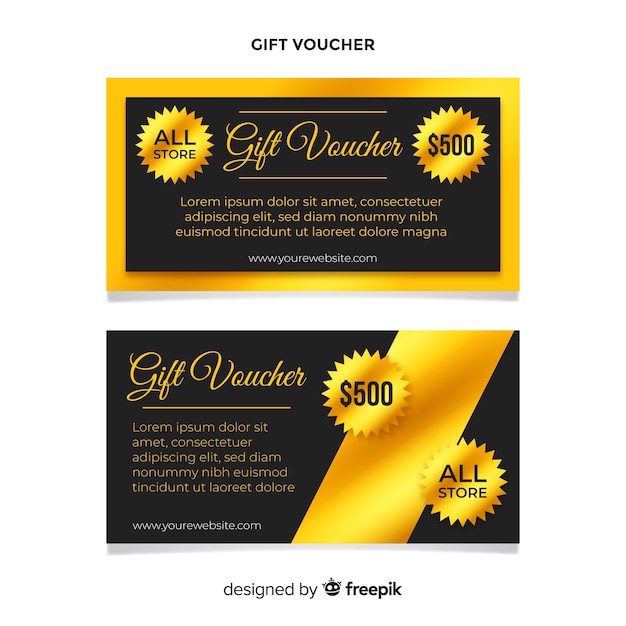 Free vector golden gift voucher