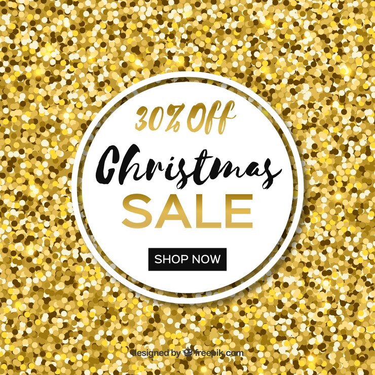 Free Vector golden glitter background for christmas sales
