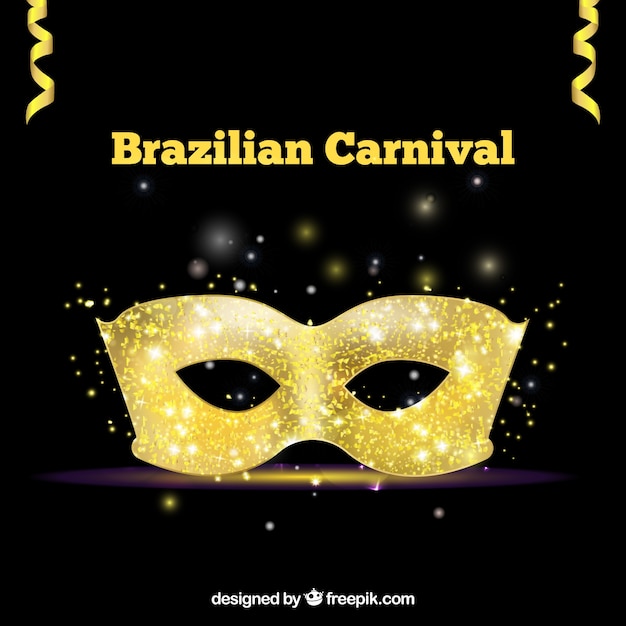 Vettore gratuito maschera di carnevale brasiliana dorata / scintillante