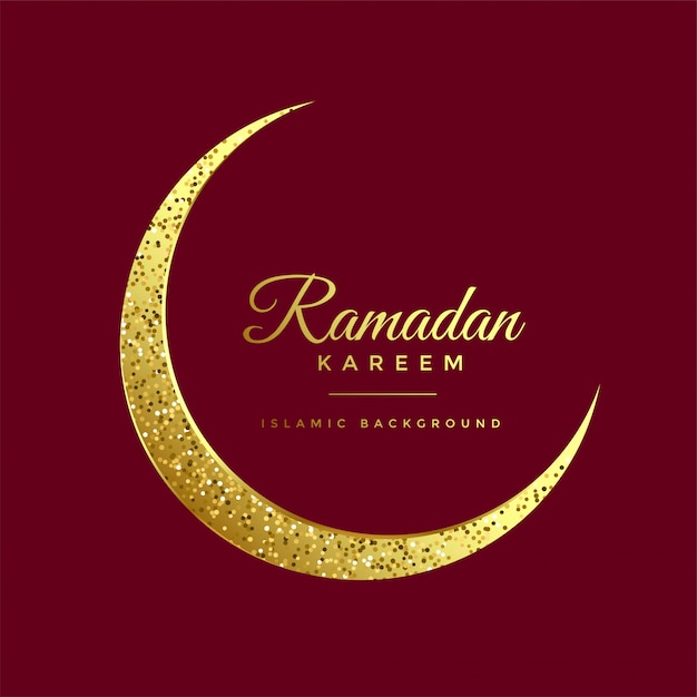 Golden glitter eid moon ramadan kareem background