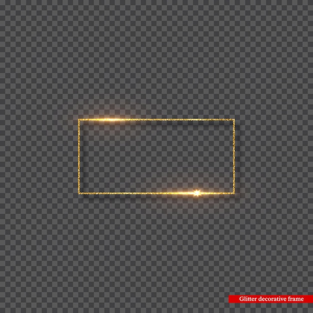 Free vector golden glitter frame with glowing lights.