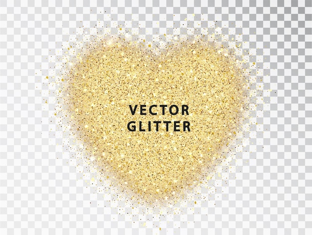 Free vector golden glitter particles in heart shape, on transparent background. abstract luxury glow golden vector hear can be used for valentines day design