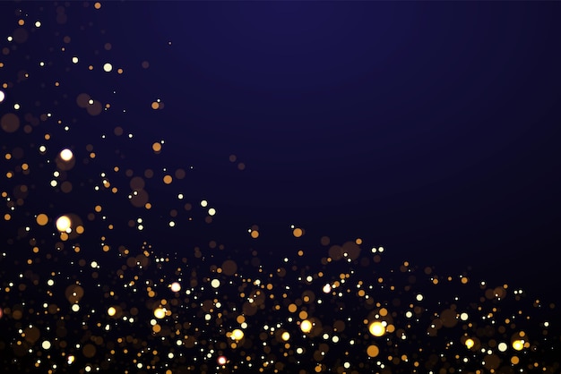 Золотая блестящая текстура Сверкающая снежная пыль падает Шаблон для новогодних и рождественских открыток Сияющий векторный фон для обложки роскошное приглашение на день рождения или праздничные открытки сертификат