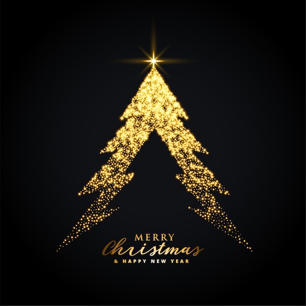 Free vector golden glowing merry christmas tree background