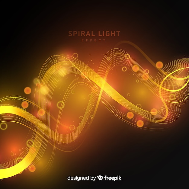 Golden glowing spiral light line