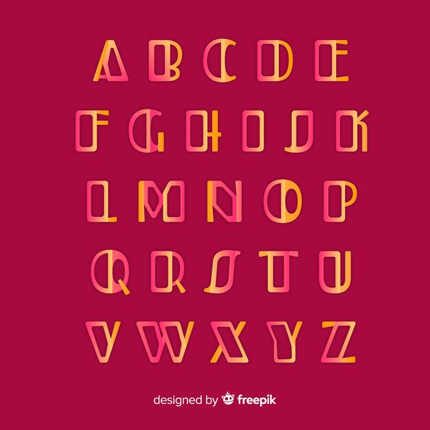 Golden gradient alphabet template