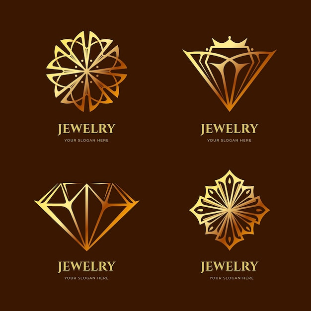 Golden gradient jewelry logo collection