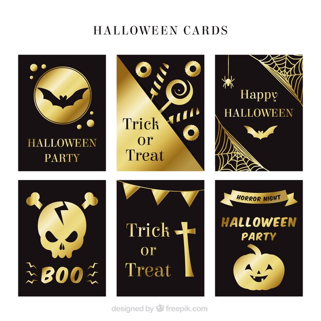 Золотые открытки на Хэллоуин