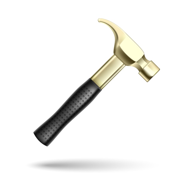Golden hammer tool isolated