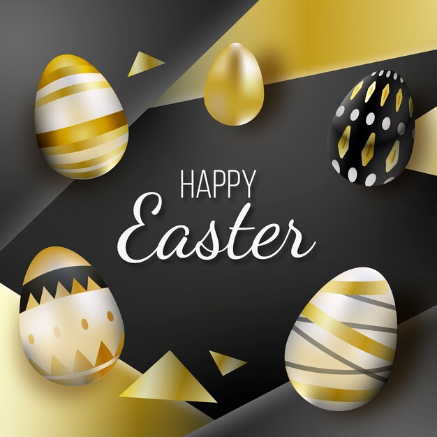 Golden happy easter day background