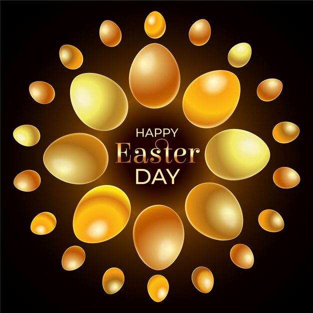 Golden happy easter day background