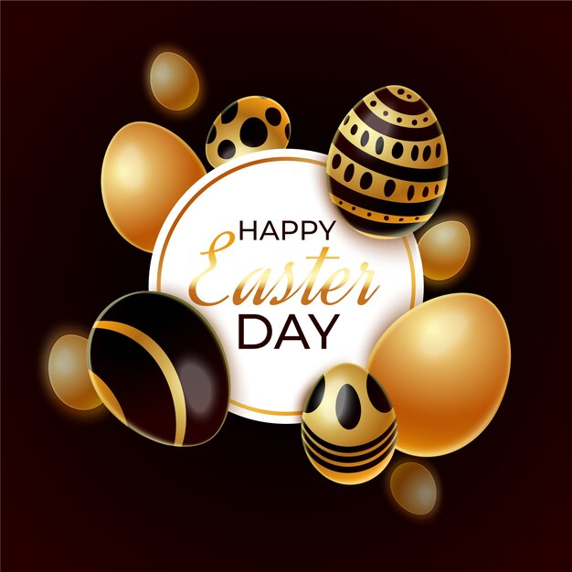 Golden happy easter day background