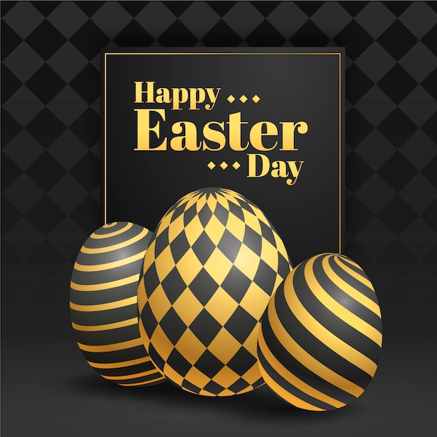 Free vector golden happy easter day concept