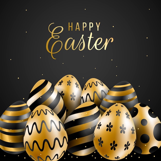 Golden happy easter day concept