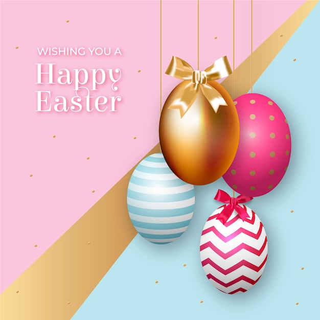 Free vector golden happy easter day concept