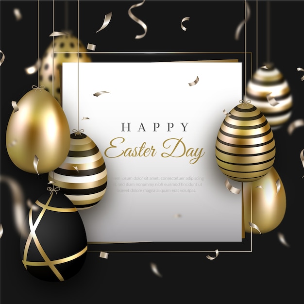 Golden happy easter day concept