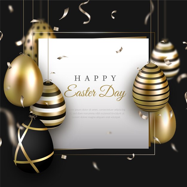 Golden happy easter day concept