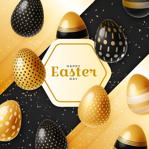 Free vector golden happy easter day with elegant details