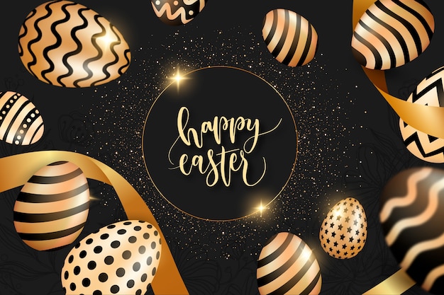 Free vector golden happy easter day