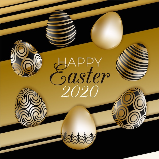 Free vector golden happy easter day