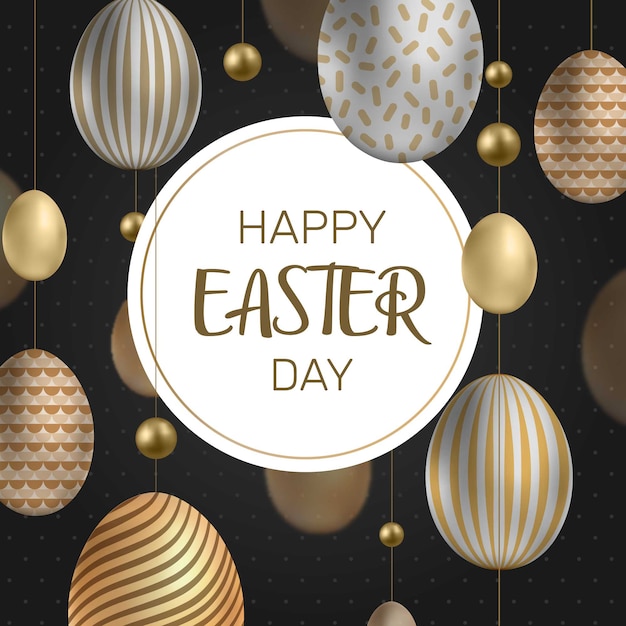 Free vector golden happy easter day