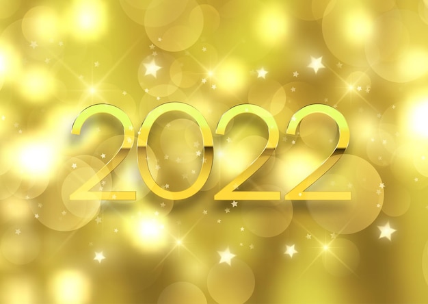 Free vector golden happy new year background with bokeh lights and stars