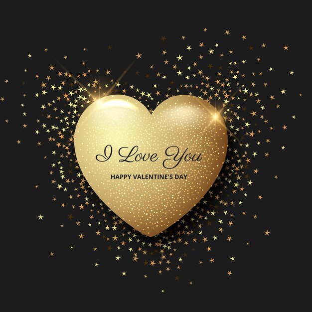 Golden heart valentine's day background