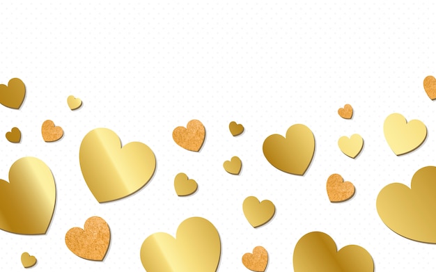 Free vector golden hearts background design vector