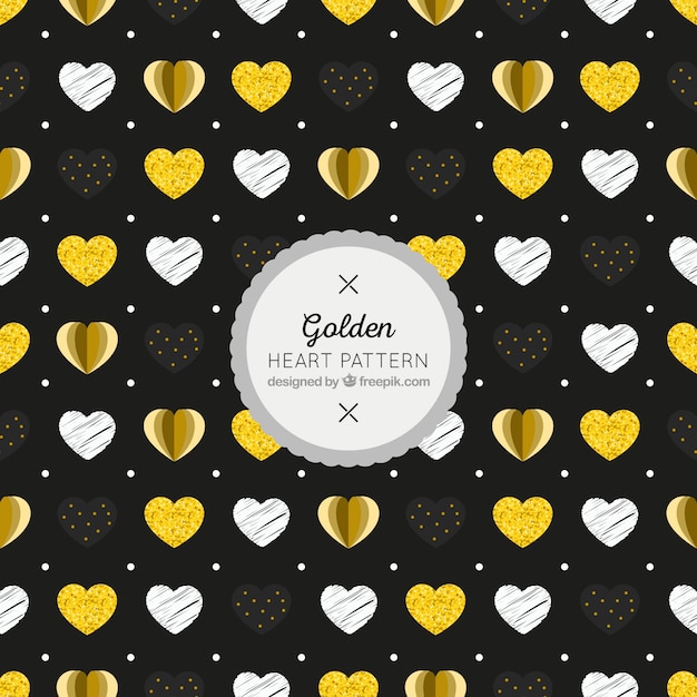 Golden hearts pattern