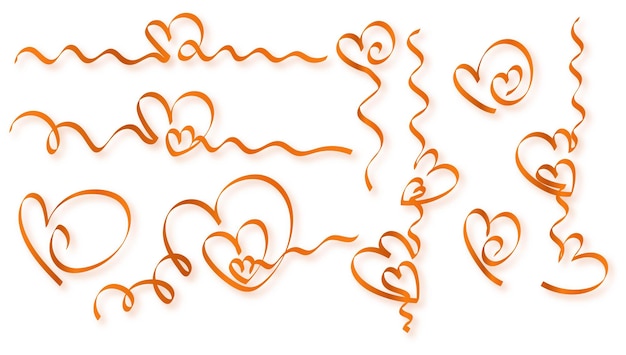 Golden hearts of ribbon set design