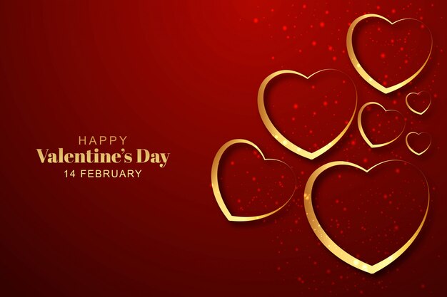 golden hearts valentines day background