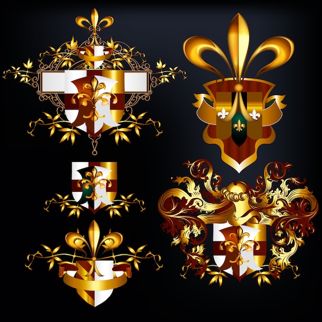 Golden heraldic elements