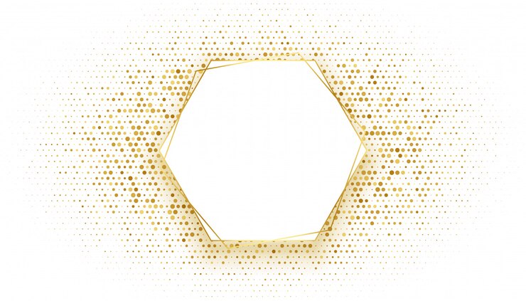 無料Vector キラキラ背景を持つ黄金の六角形フレーム