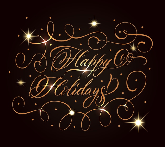 Golden holidays greeting composition