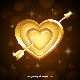 Golden isolated heart background