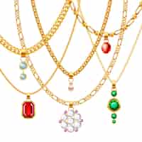 Free vector golden jewelry chains set