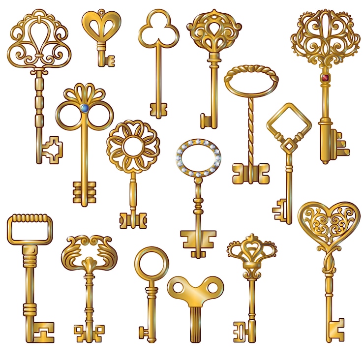 Free Vector golden keys set