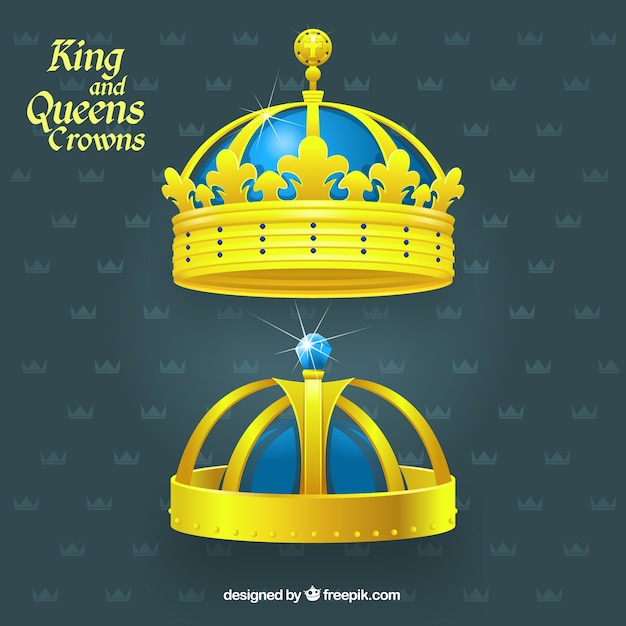 Free vector golden king a queen crowns