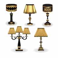 Free vector golden lamps collection