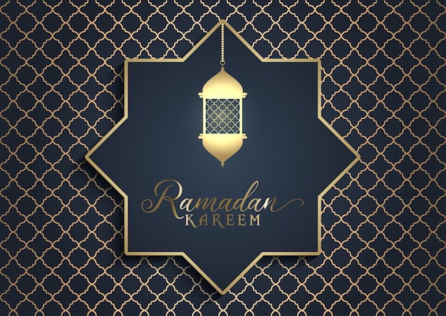 Free vector golden lantern ramadan background