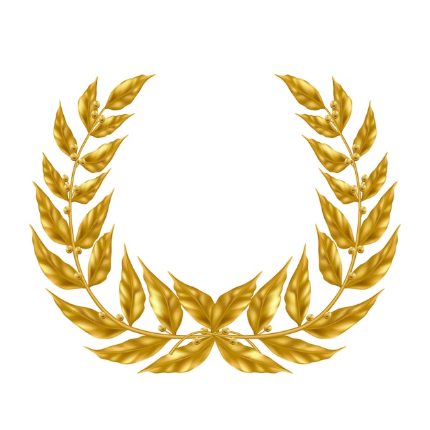 Golden laurel wreath   isolated on white background. 