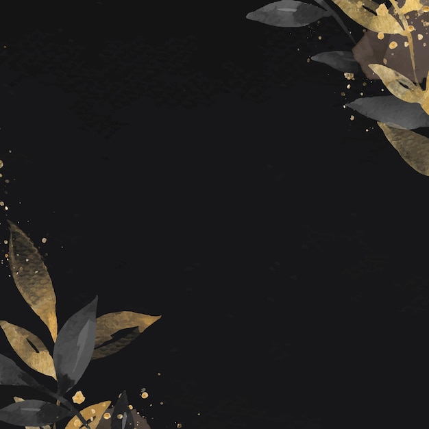 Free vector golden leaf black background  social media wallpaper