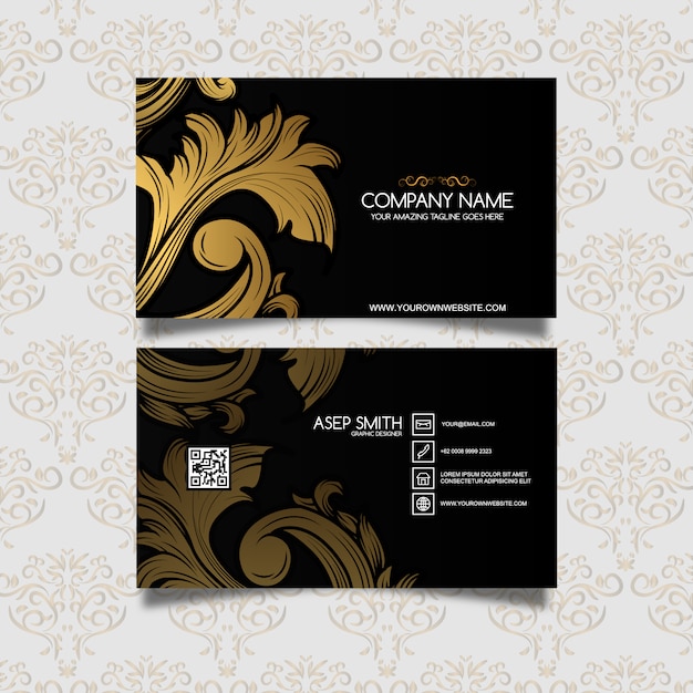 Free vector golden leaves business card design