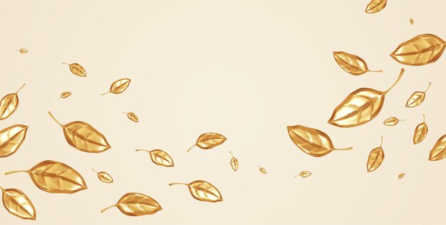 Golden leaves isolated on a white background. Autumn background with falling golden leaves. Vector illustration EPS10