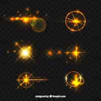 Free vector golden lens flare collection