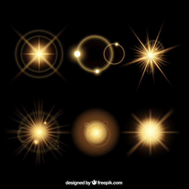 Free vector golden lens flare collection