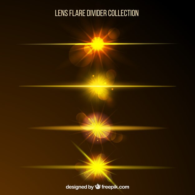 Golden lens flare divider collection