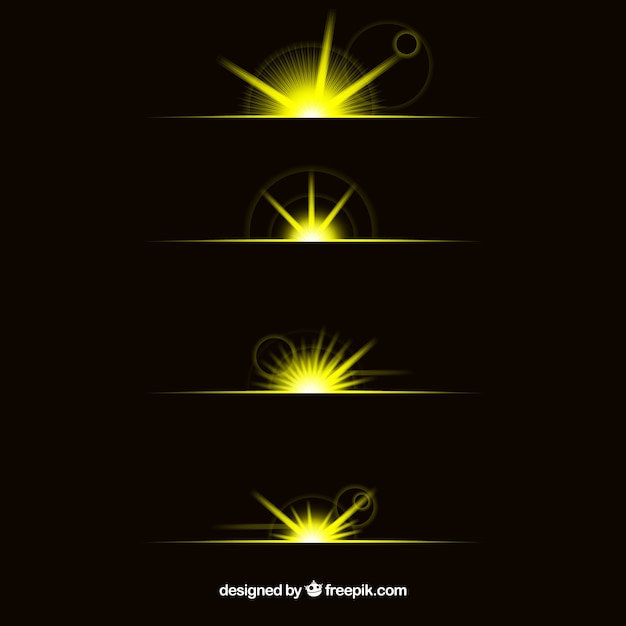Free vector golden lens flare divider collection